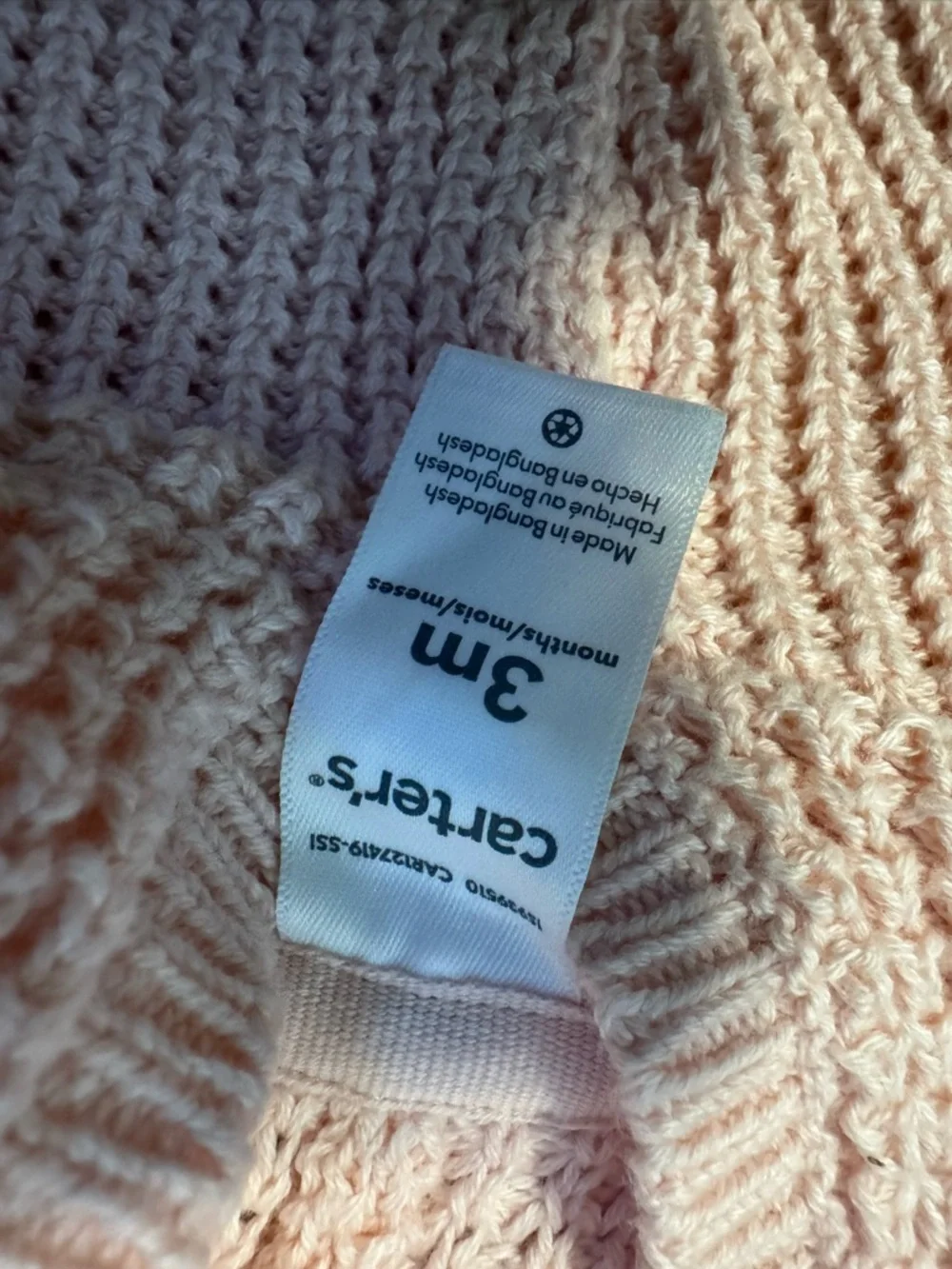 Carter's Pale‎ Pink Hooded Knit Baby Cardigan